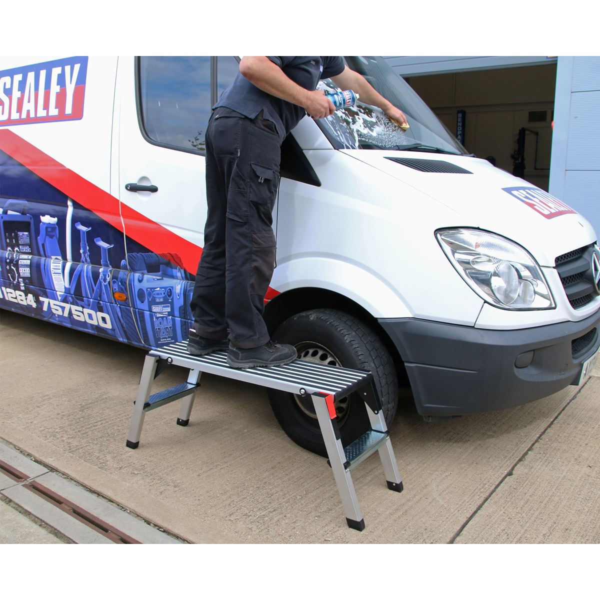 Sealey APS2 Aluminium 2-Tread Folding Platform - EN 131-4