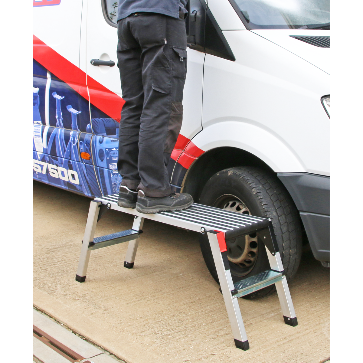Sealey APS2 Aluminium 2-Tread Folding Platform - EN 131-4
