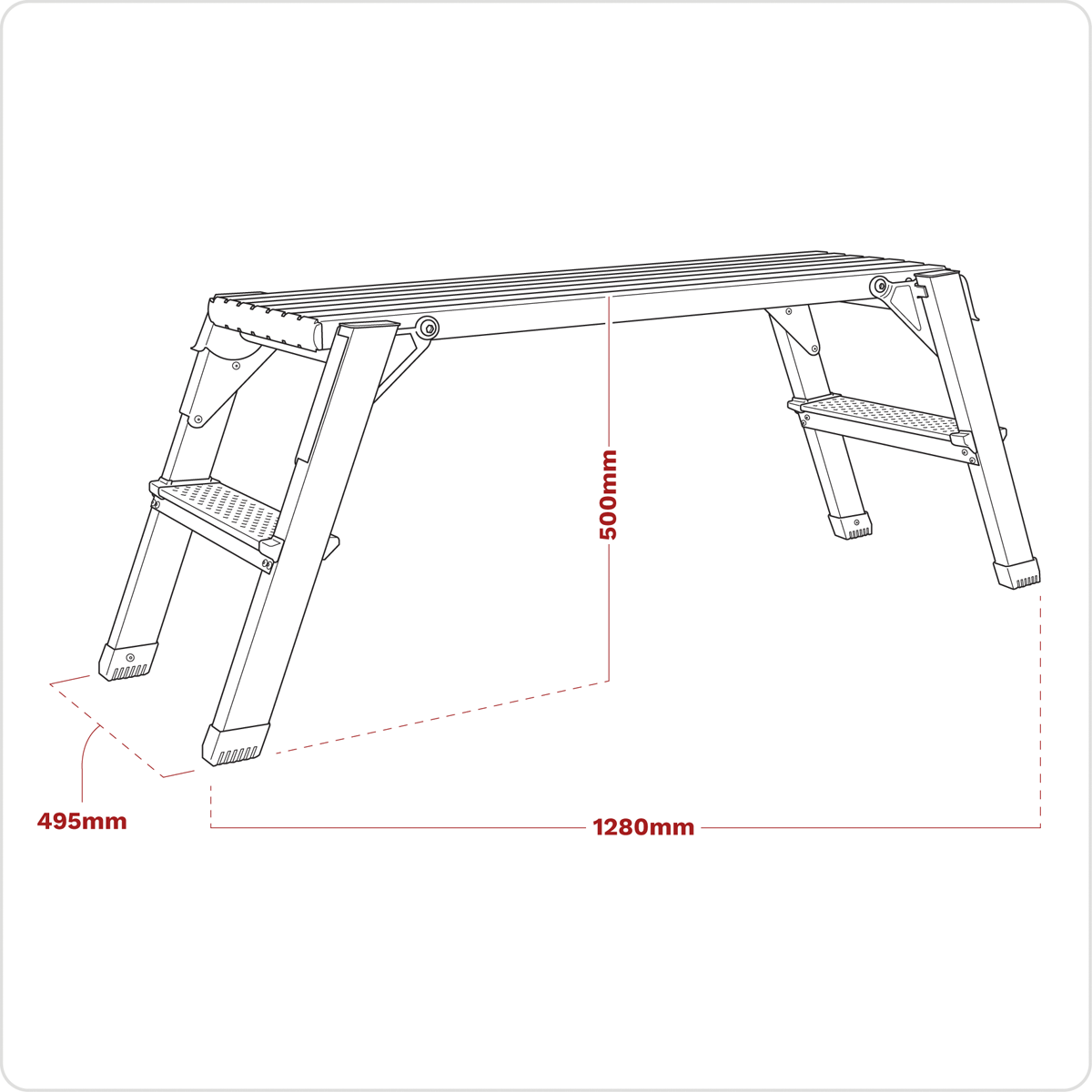 Sealey APS2 Aluminium 2-Tread Folding Platform - EN 131-4