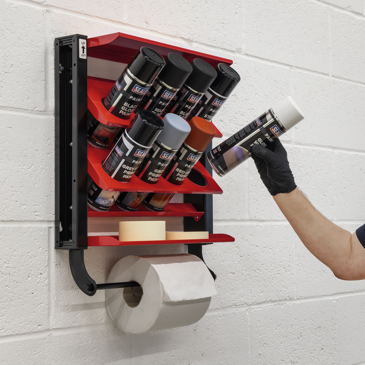 Sealey APSCR8 Spray Can Storage Rack with 8 Can Holders
