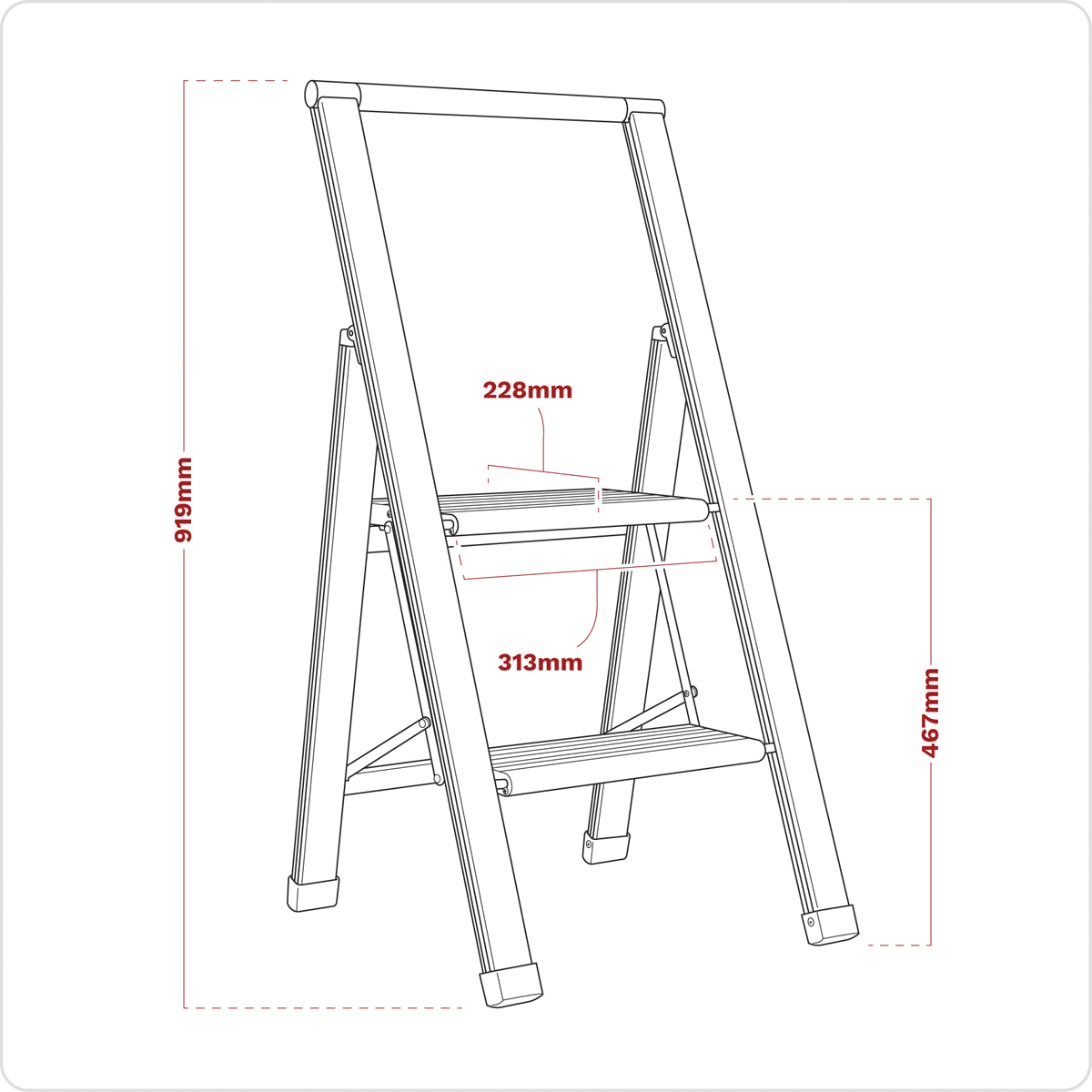 Sealey APSL2 Professional Folding Step Ladder 2-Step Aluminium 150kg Capacity
