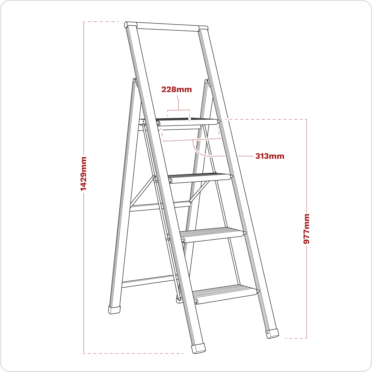 Sealey APSL4 Aluminium Professional Folding Step Ladder 4-Step 150kg Capacity - EN 1483