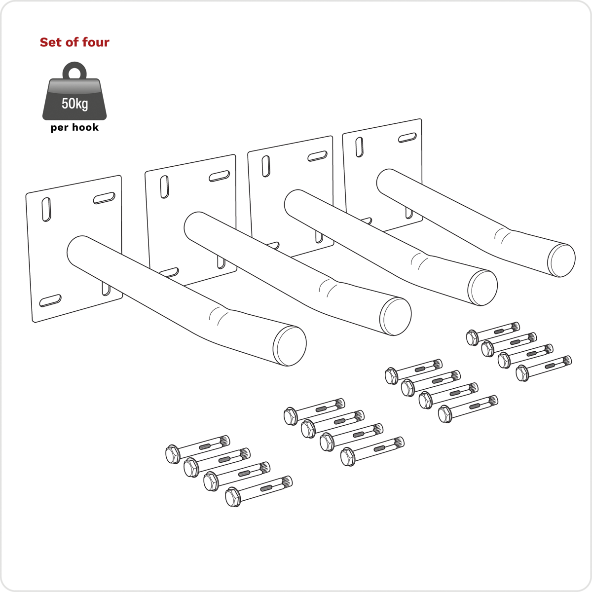 Sealey APWH Wall Mounting Storage Hooks - Set of 4