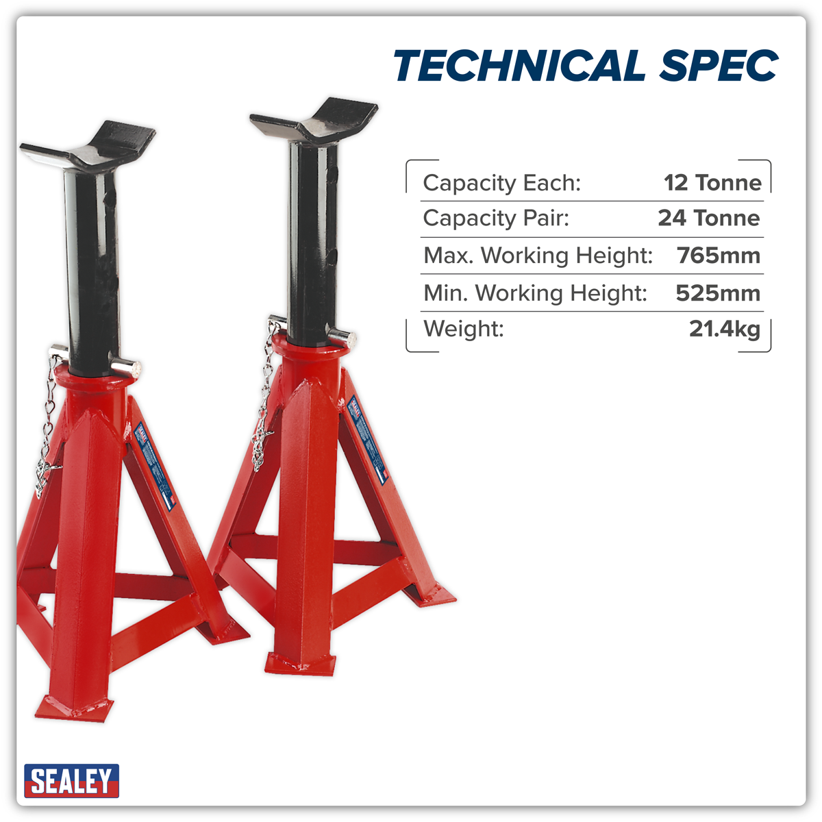 Sealey AS12000 Axle Stands (Pair) 12 Tonne Capacity per Stand