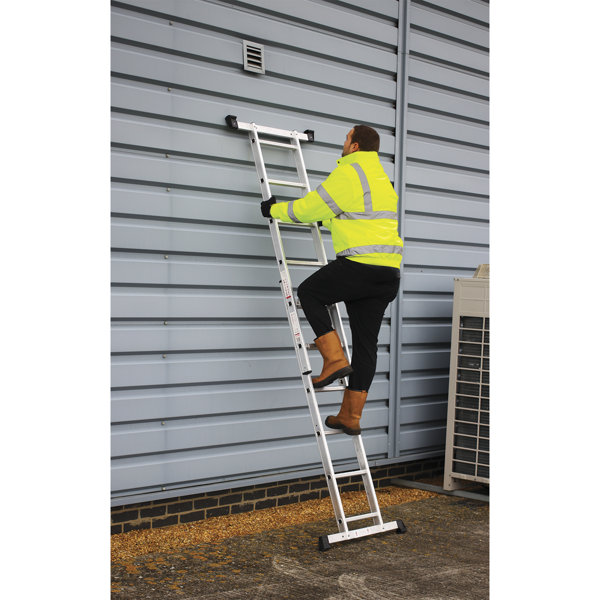 Sealey ASCL2 Scaffold Ladder 4-Way Aluminium - EN 131