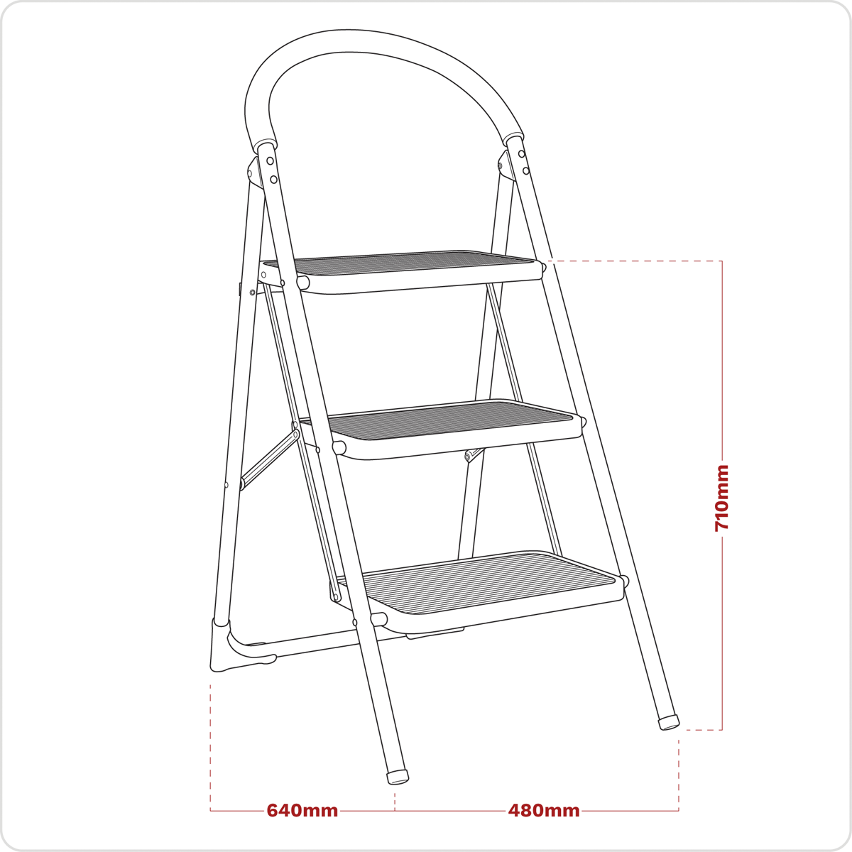 Sealey ASL23 3-Tread Step Stool 150kg Capacity - EN 14183