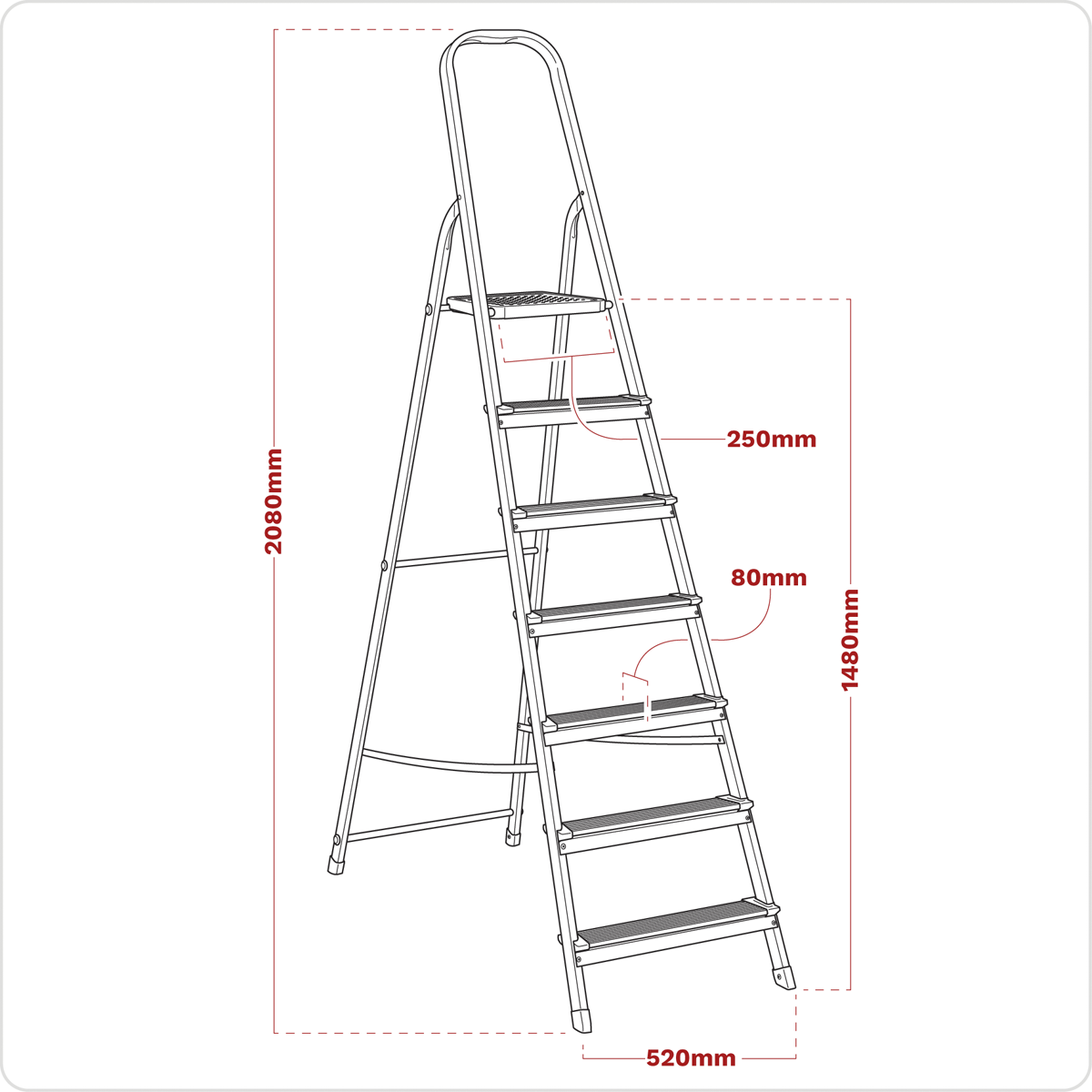 Sealey ASL7 Step Ladder 7-Tread Aluminium - EN 131