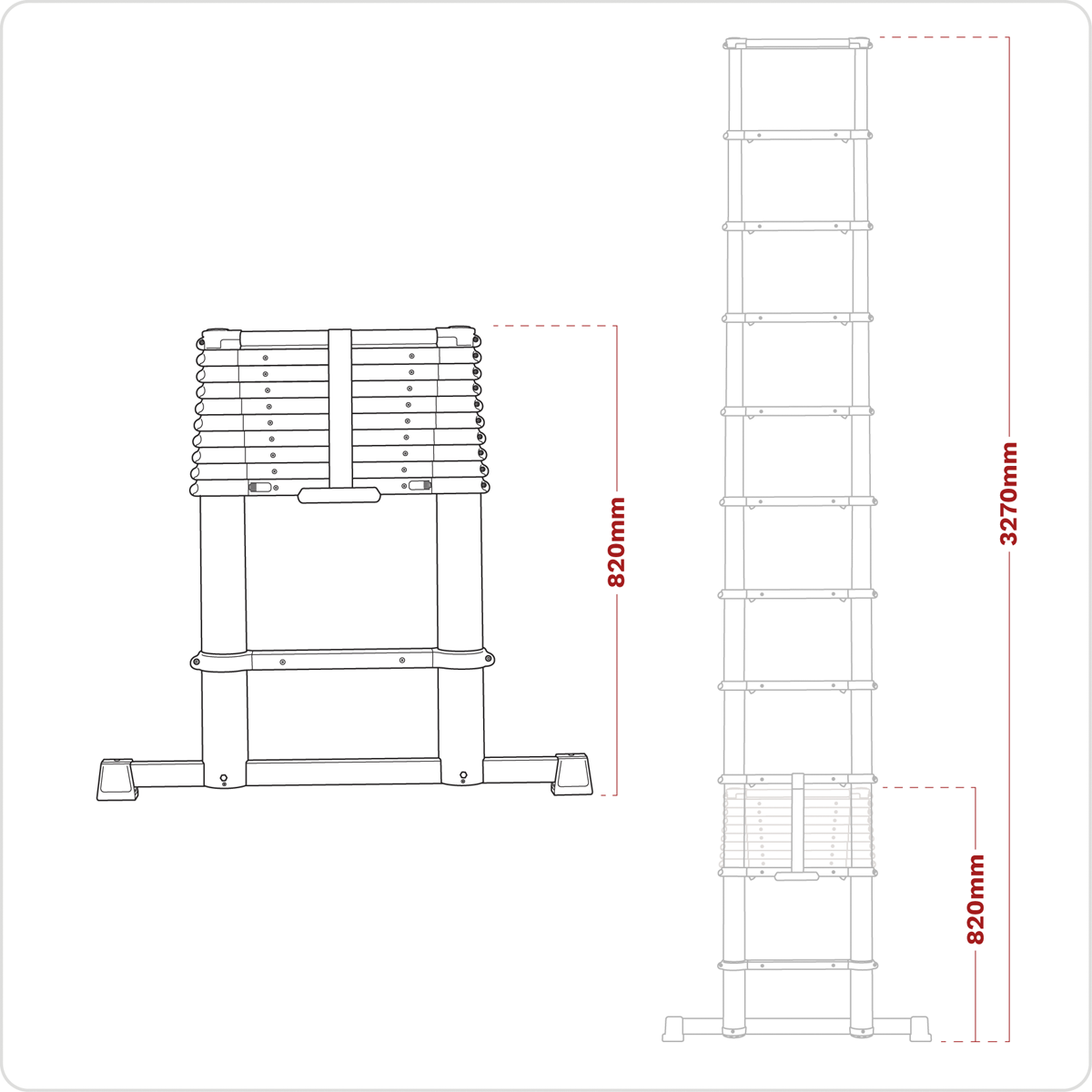 Sealey ATL11 Aluminium Professional Telescopic Ladder 11-Tread - EN 131