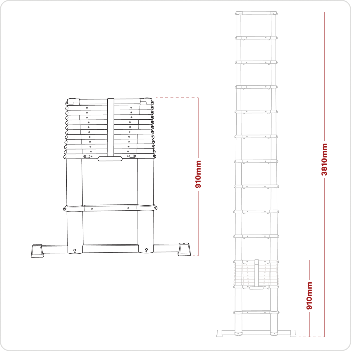 Sealey ATL13 Aluminium Professional Telescopic Ladder 13-Tread - EN 131
