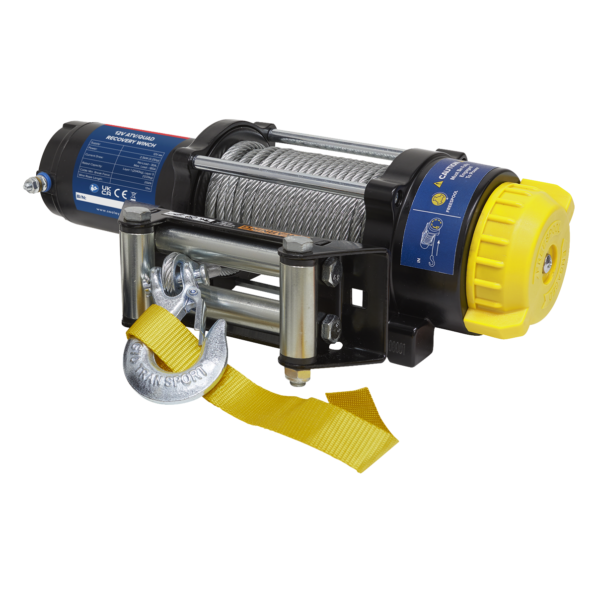 Sealey ATV2040 ATV/Quad Recovery Winch 2040kg (4500lb) Line Pull 12V