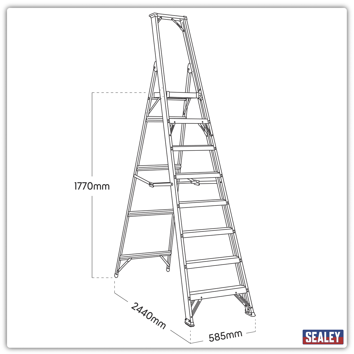 Sealey AXL8 Industrial Step Ladder 8-Tread Aluminium - EN 131
