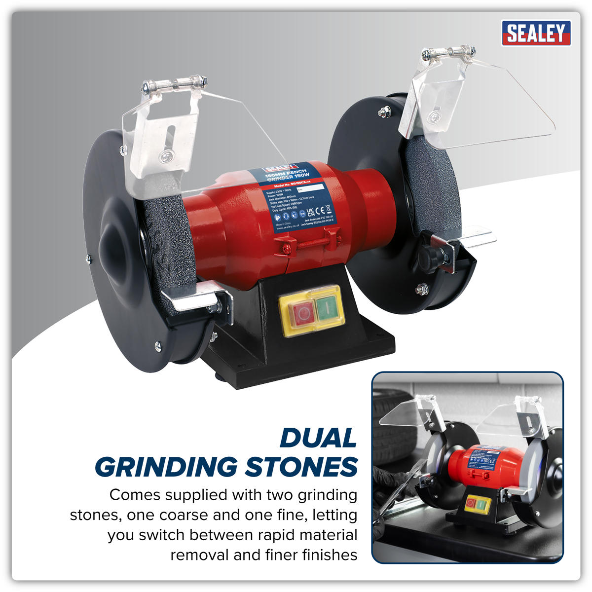 Sealey BG150CX 150mm Bench Grinder 150W/230V