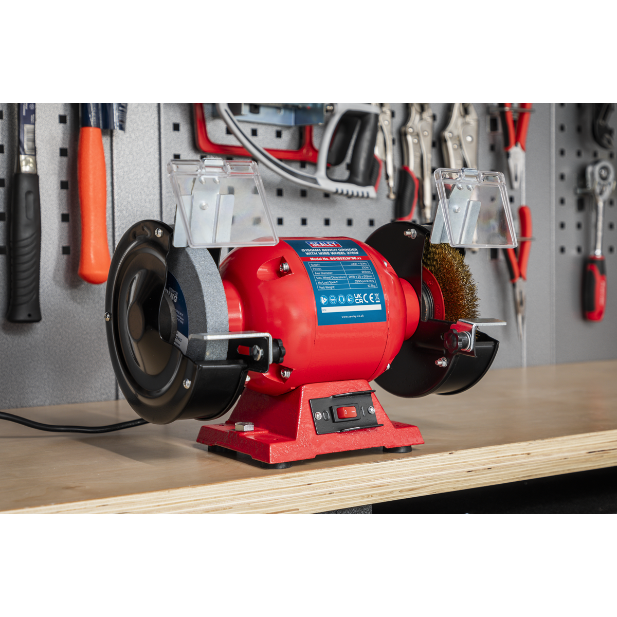 Sealey BG150XLW/98 150mm Bench Grinder with Wire Wheel 370W/230V