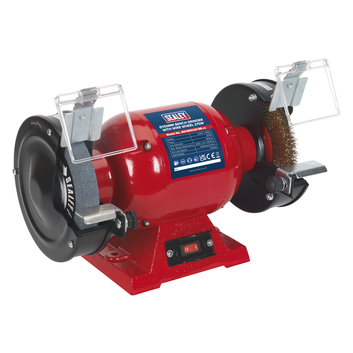 Sealey BG150XLW/98 150mm Bench Grinder with Wire Wheel 370W/230V