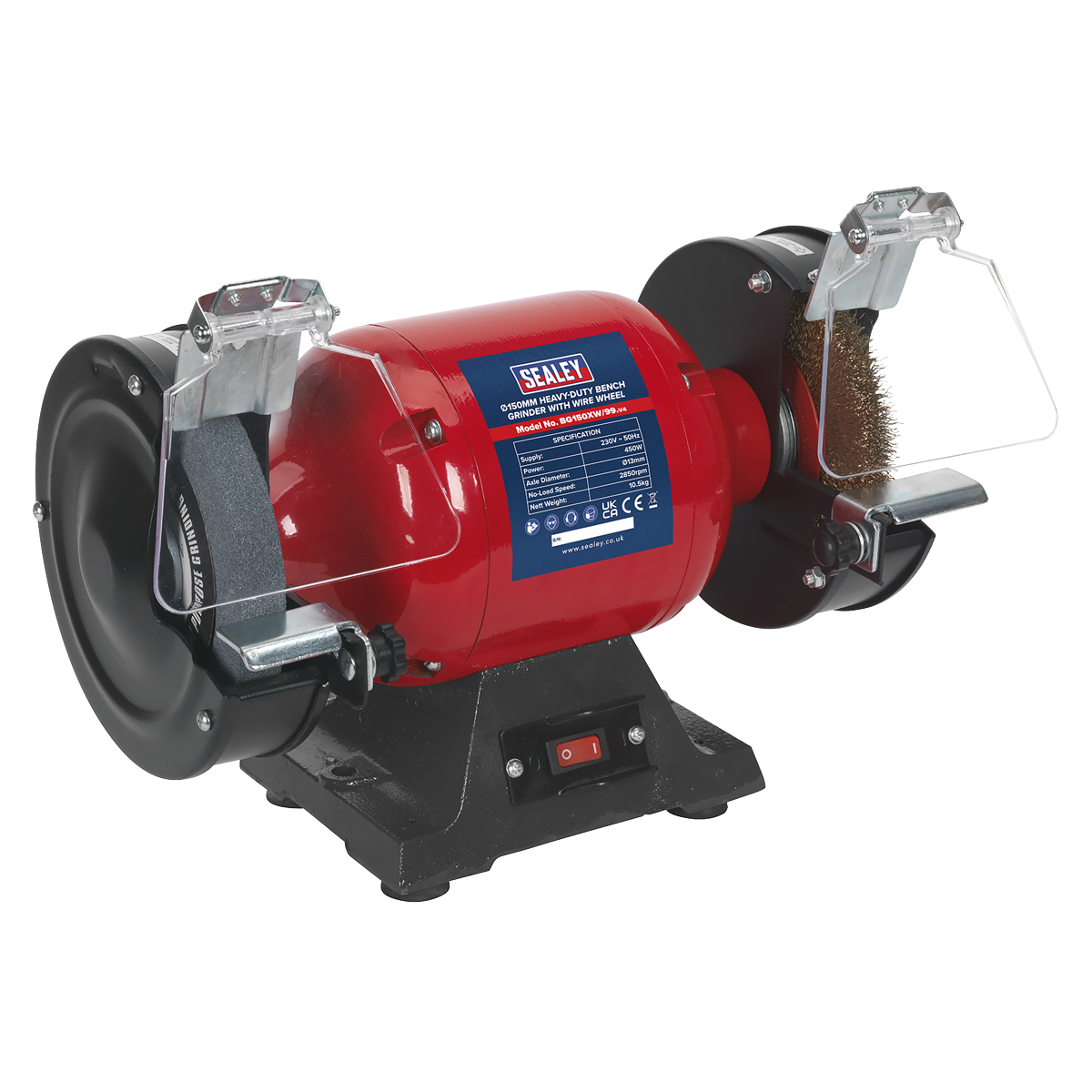 Sealey BG150XW/99 150mm Heavy-Duty Bench Grinder with Wire Wheel 450W/230V