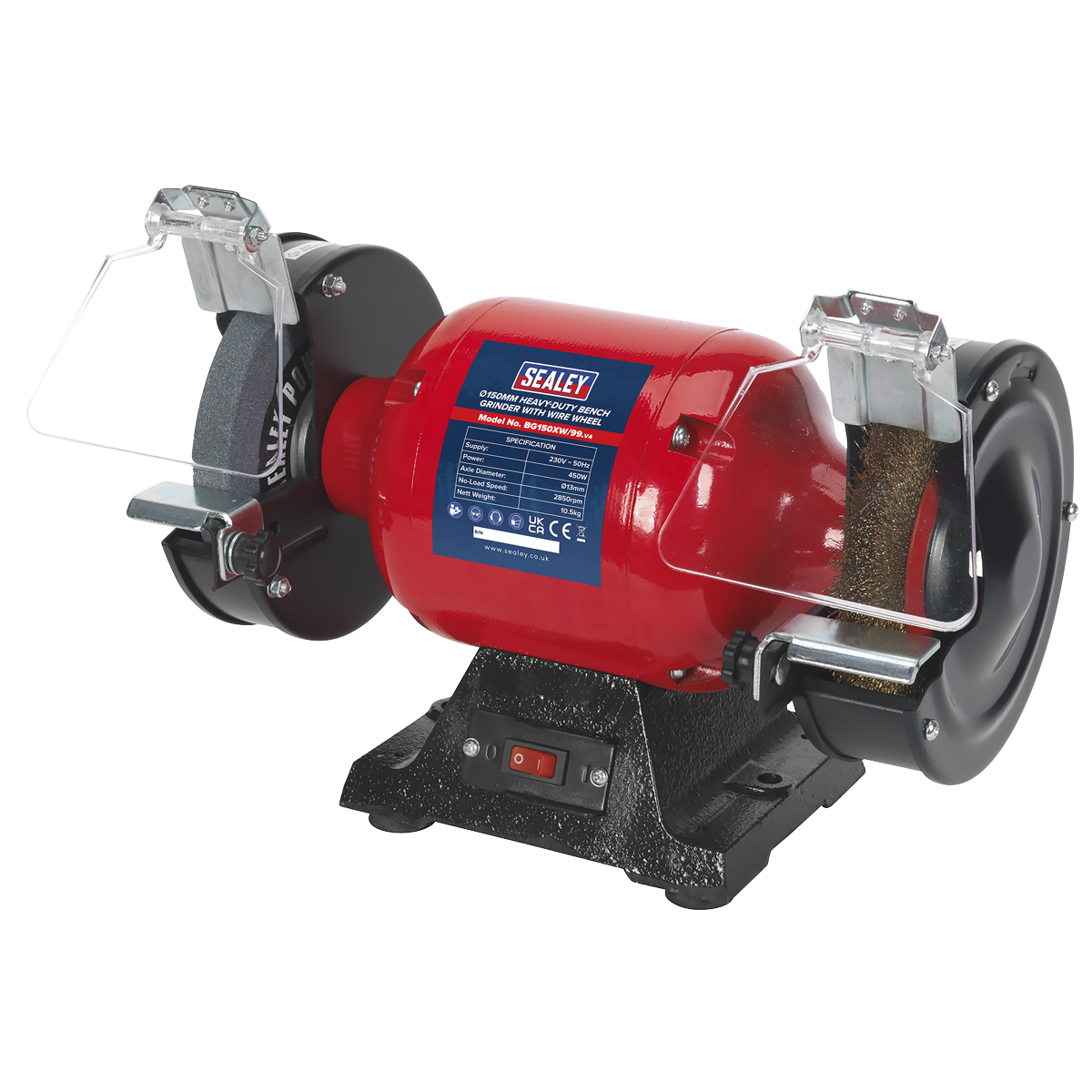 Sealey BG150XW/99 150mm Heavy-Duty Bench Grinder with Wire Wheel 450W/230V