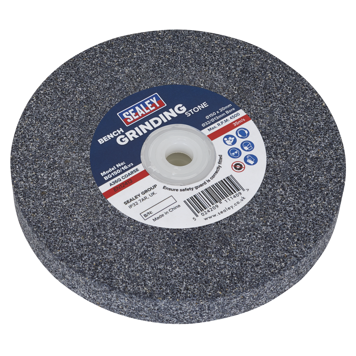 Sealey BG150/16 150 x 20mm Grinding Stone 32(13)mm Bore - A36Q Coarse