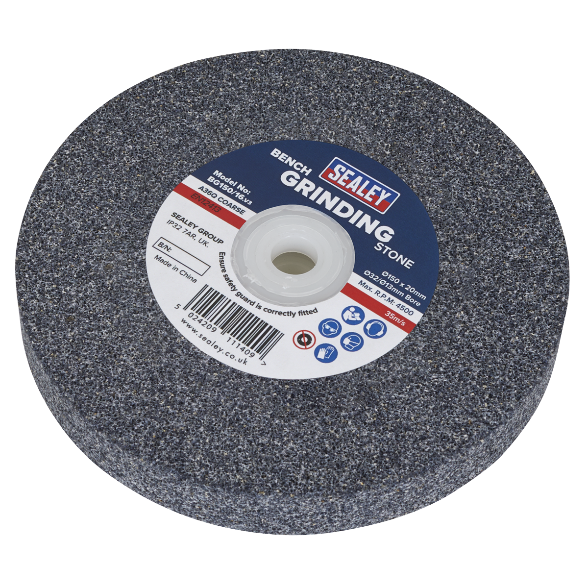 Sealey BG150/16 150 x 20mm Grinding Stone 32(13)mm Bore - A36Q Coarse