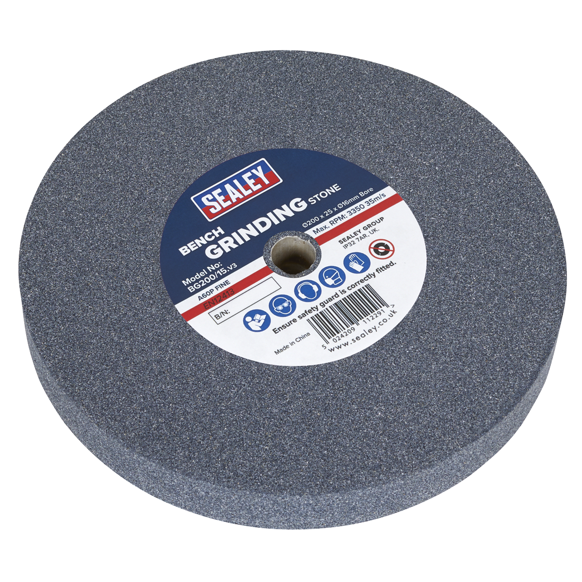 Sealey BG200/15 200 x 25mm Grinding Stone 16mm Bore - A60P Fine