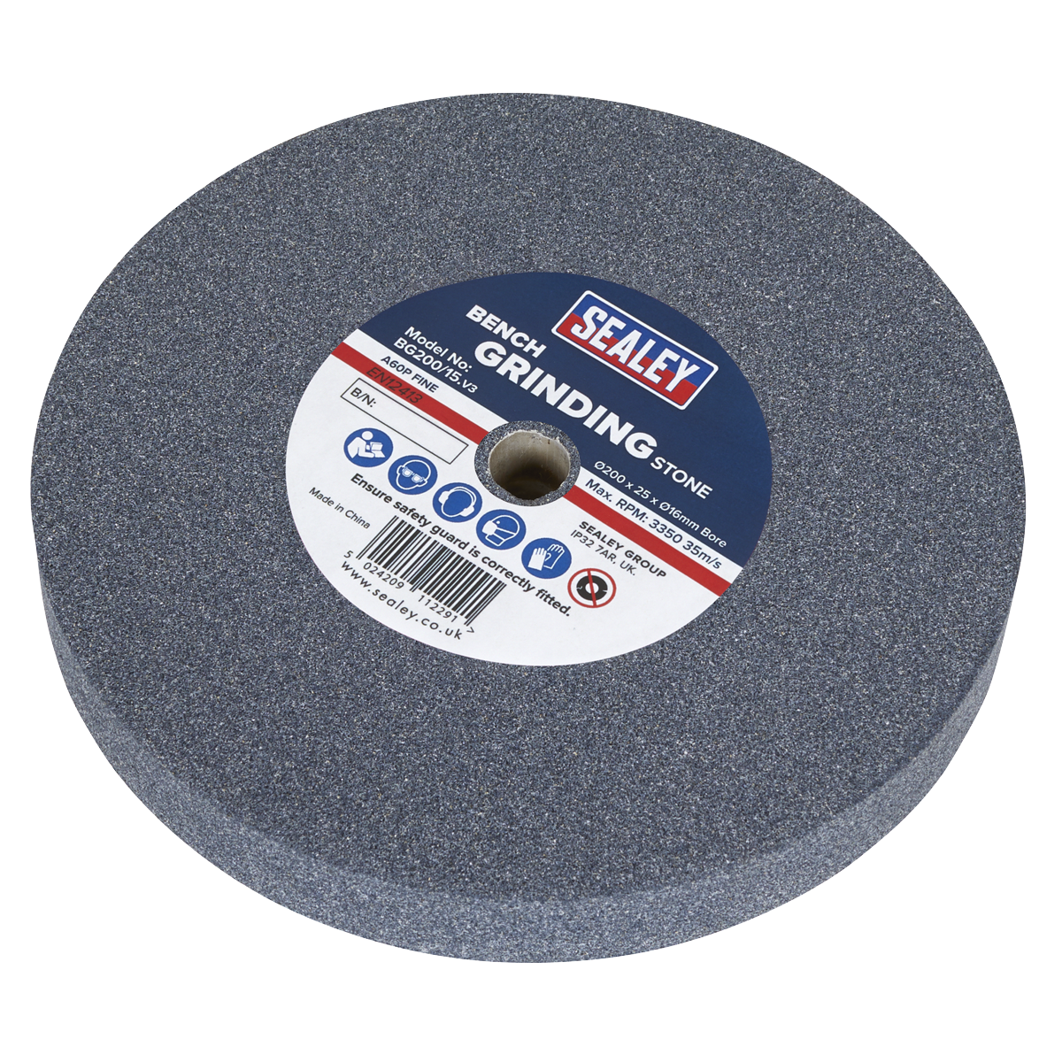 Sealey BG200/15 200 x 25mm Grinding Stone 16mm Bore - A60P Fine