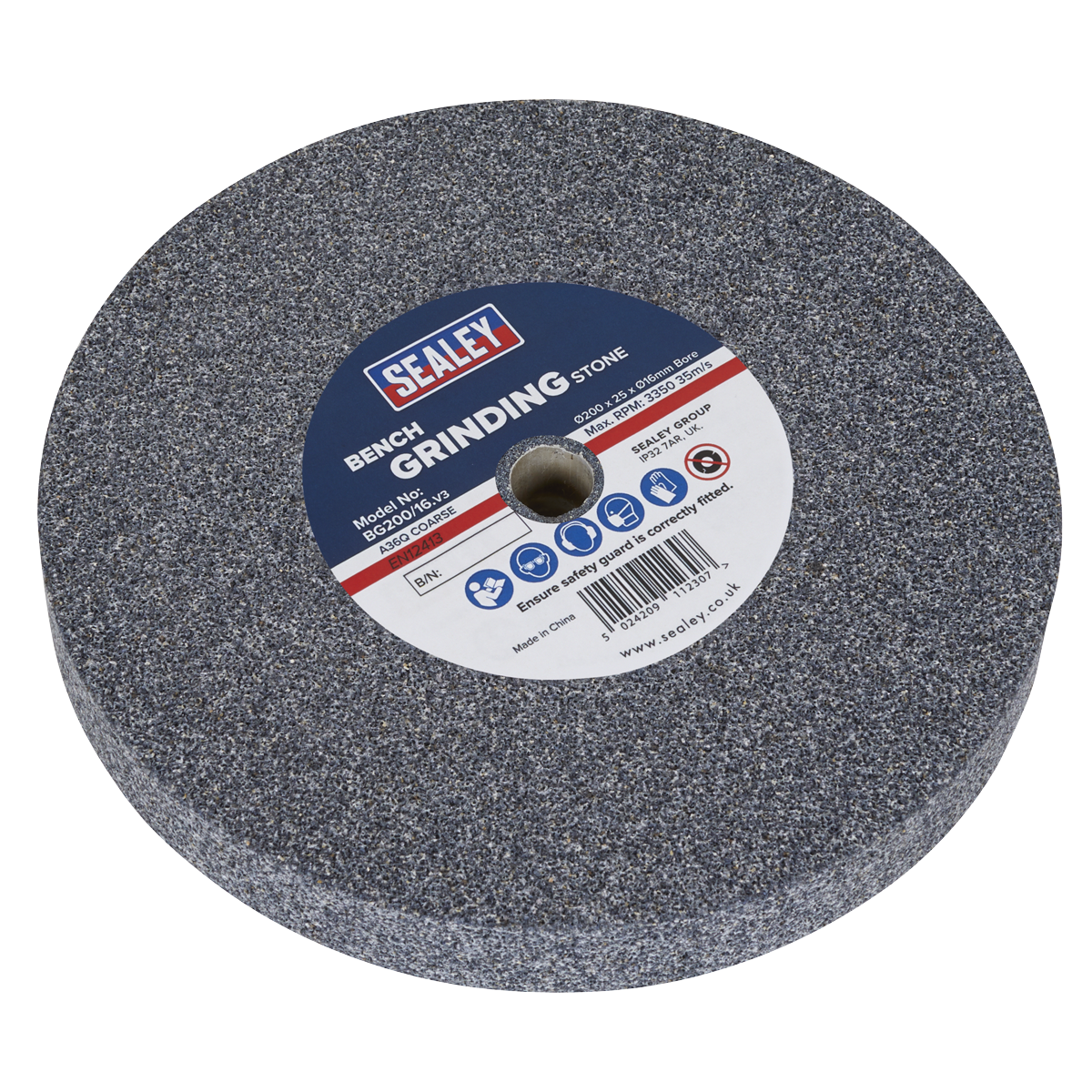 Sealey BG200/16 200 x 25mm Grinding Stone 16mm Bore - A36Q Coarse