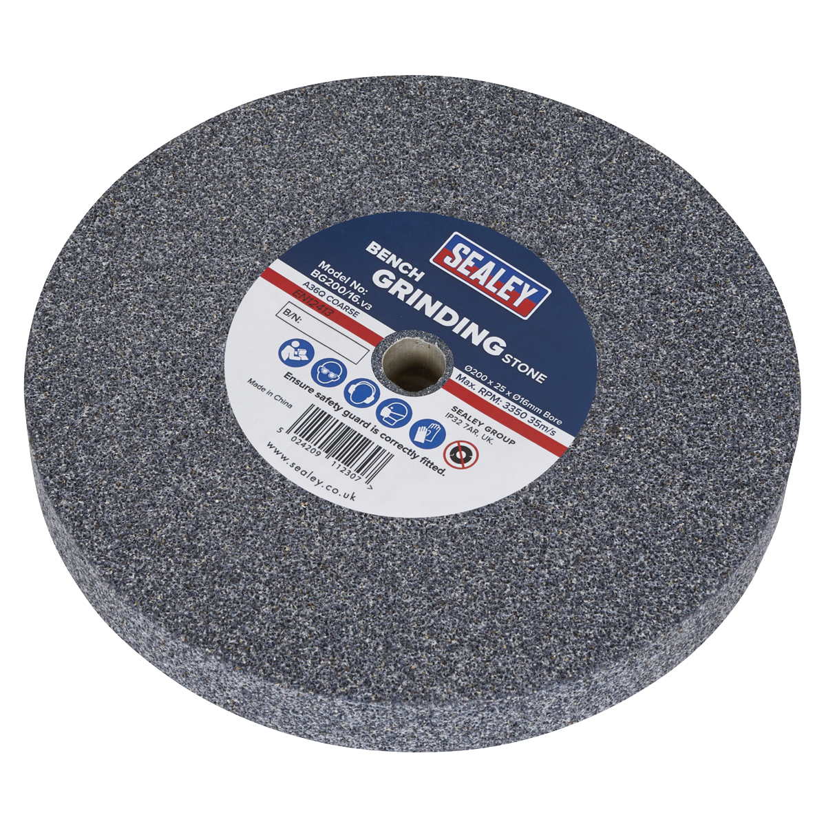Sealey BG200/16 200 x 25mm Grinding Stone 16mm Bore - A36Q Coarse