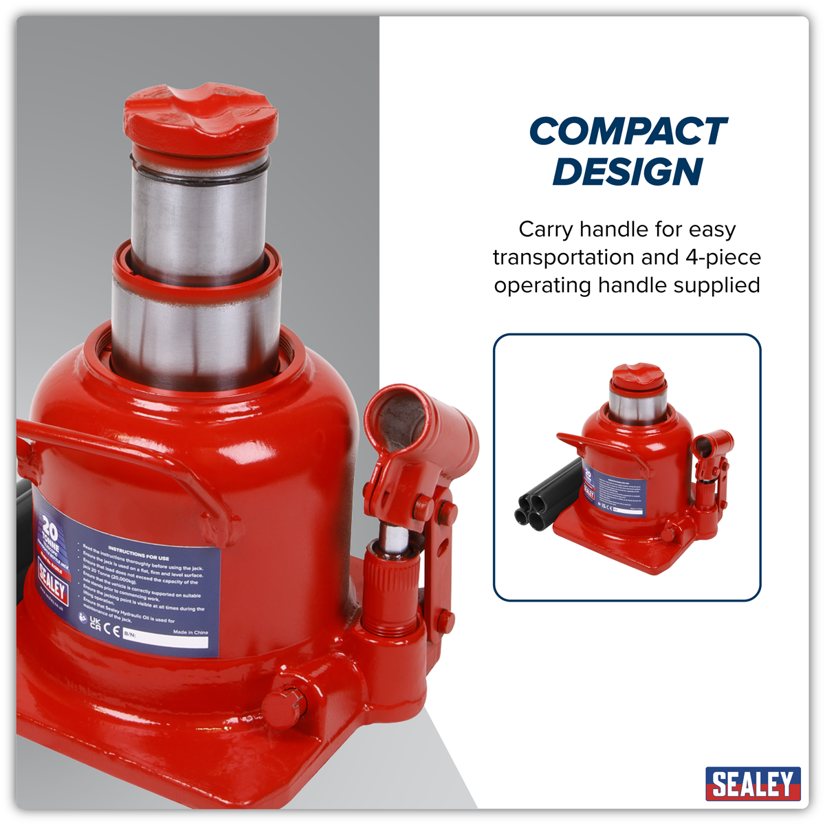 Sealey BJ20LE Low Profile Telescopic Bottle Jack 20 Tonne