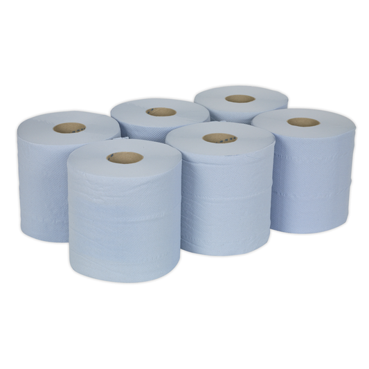 Sealey BLU150 2-Ply Embossed Blue Paper Roll 150m - Pack of 6