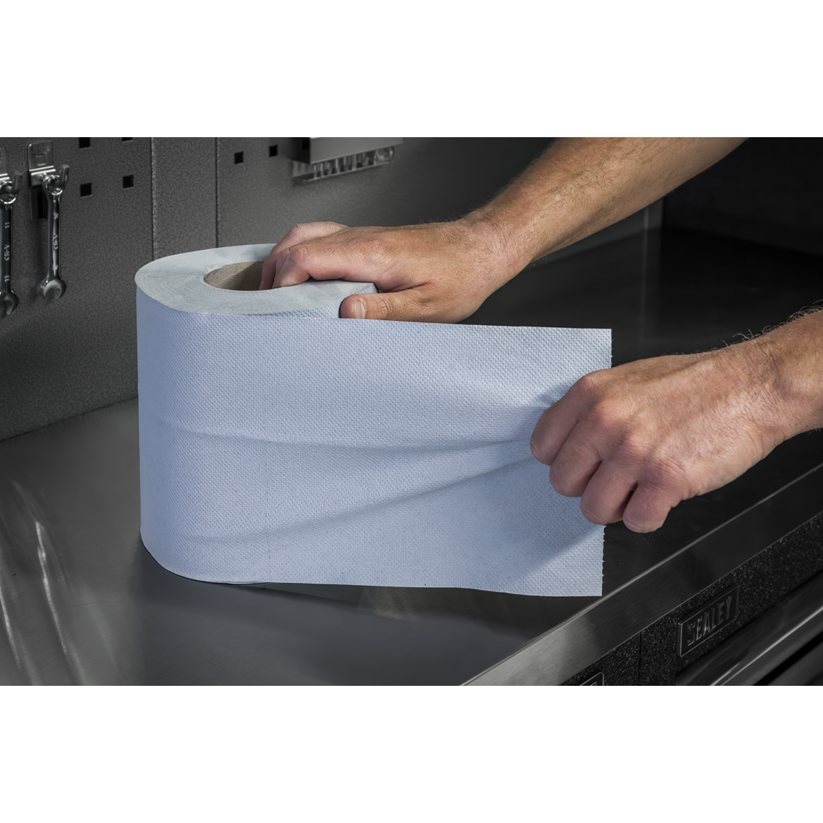 Sealey BLU60 2-Ply Embossed Blue Paper Roll 60m - Pack of 6