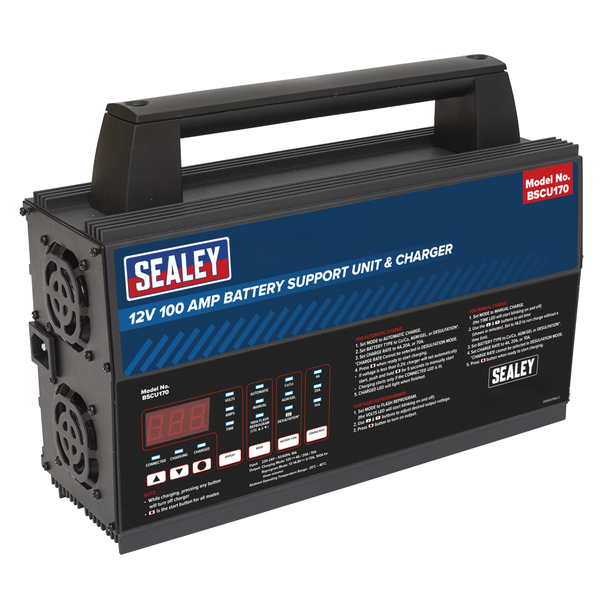 Sealey BSCU170 12V Battery Support Unit & Charger 100A
