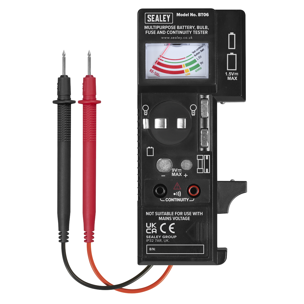 Sealey BT06 Multipurpose Battery, Bulb, Fuse & Continuity Tester