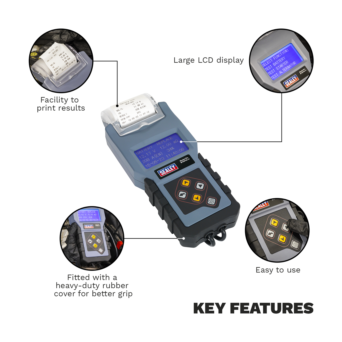 Sealey BT2012 Digital Battery & Alternator/Starter Tester with Printer 12V