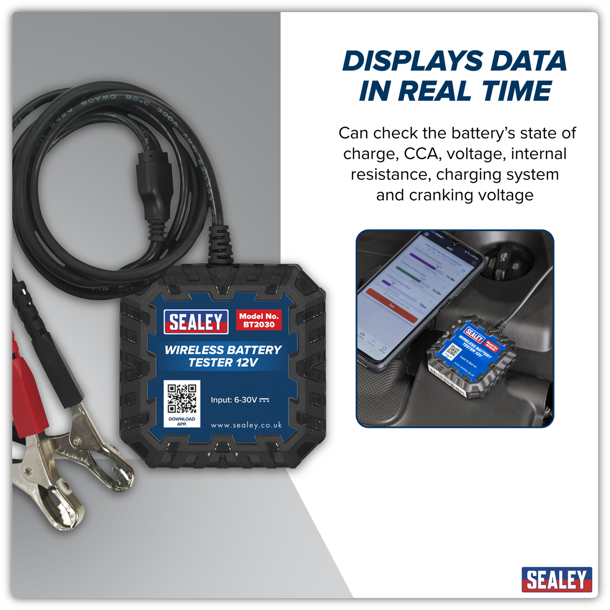 Sealey BT2030 Wireless Battery Tester 12V