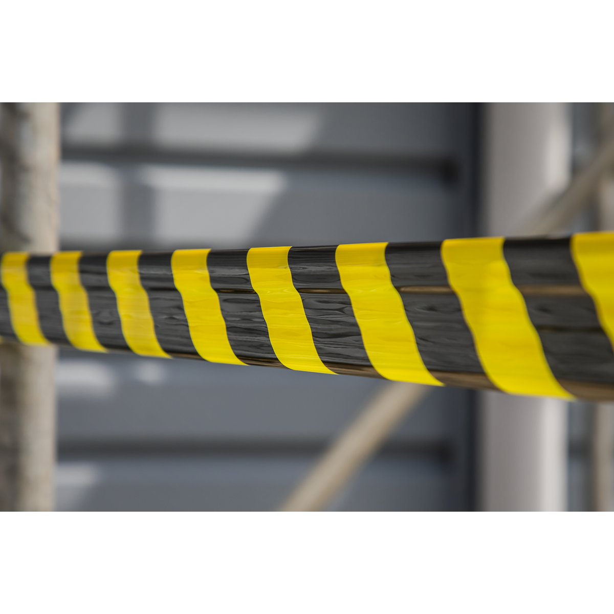 Sealey BTBY Non-Adhesive Hazard Warning Barrier Tape 80mm x 100m - Black/Yellow