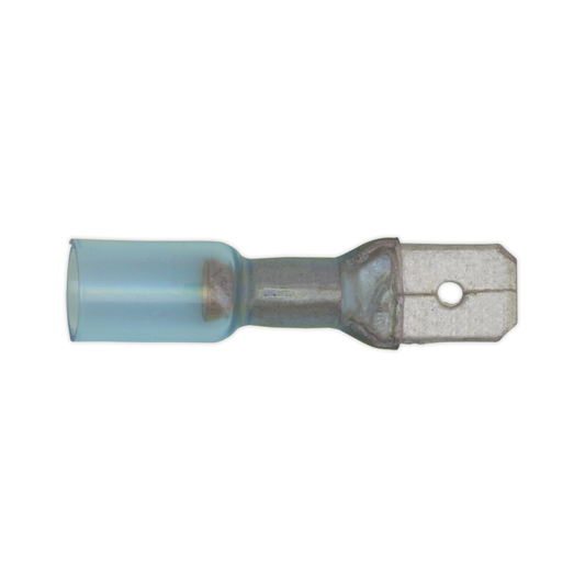 Sealey BTSPM25 Heat Shrink Push-On Male Terminal 6.3mm, Blue - Pack of 25