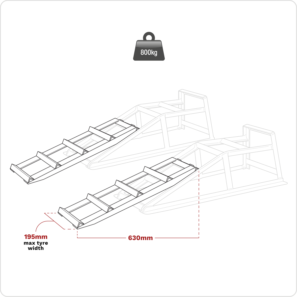 Sealey CAR2001 Car Ramp Extensions 400kg Each/800kg per Pair