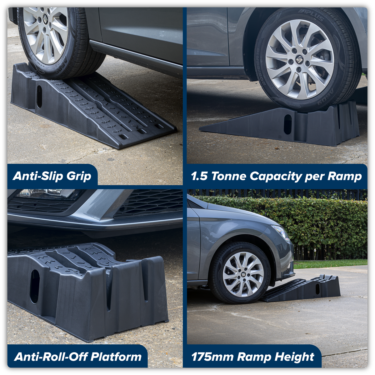 Sealey CAR3000C Car Ramps 1.5 Tonne Capacity per Ramp 3 Tonne Capacity per Pair