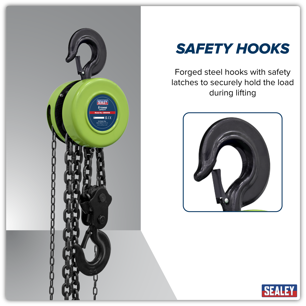 Sealey CB5000E 3m Chain Block 5 Tonne