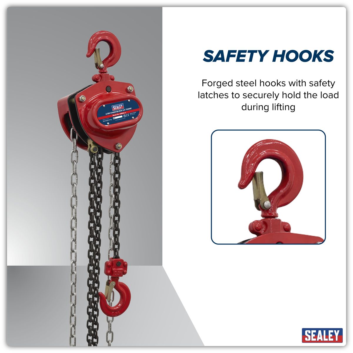 Sealey CB500 2.5m Chain Block 0.5 Tonne