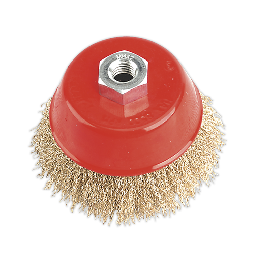 Sealey CBC100 100mm Brassed Steel Crimped Wire Cup Brush M14 x 2mm