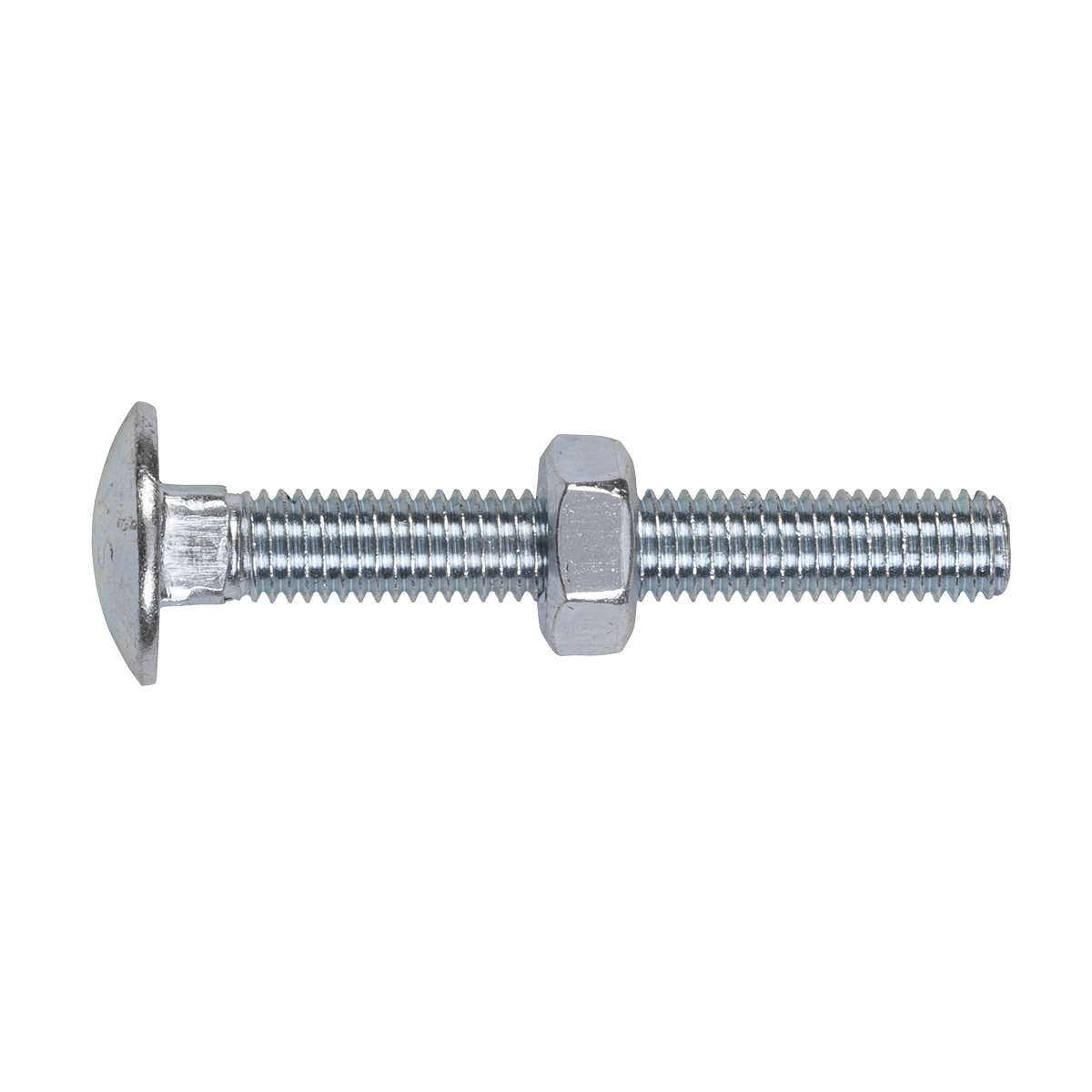 Sealey CBN1075 Zinc Plated Coach Bolt & Nut M10 x 75mm, DIN 603 - Pack of 50