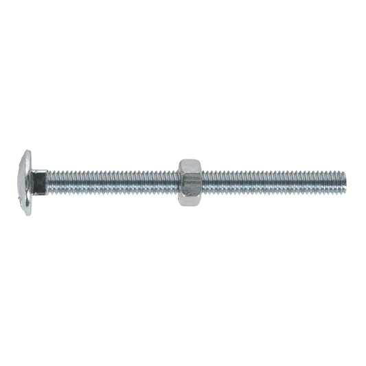 Sealey CBN675 Zinc Plated Coach Bolt & Nut M6 x 75mm, DIN 603 - Pack of 100