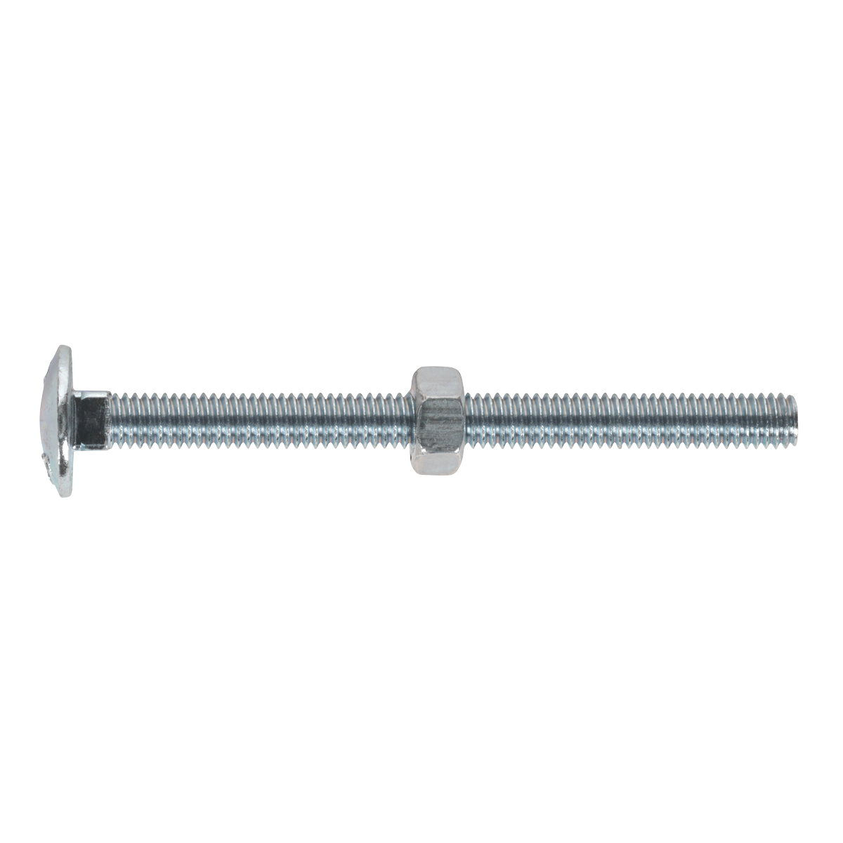 Sealey CBN675 Zinc Plated Coach Bolt & Nut M6 x 75mm, DIN 603 - Pack of 100
