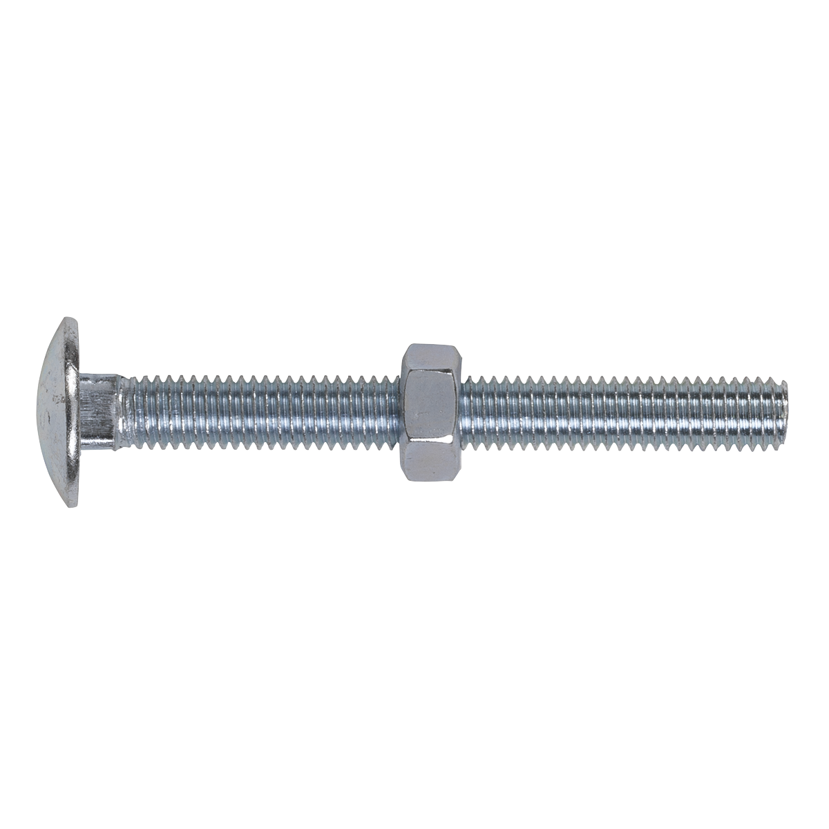 Sealey CBN875 Zinc Plated Coach Bolt & Nut M8 x 75mm, DIN 603 - Pack of 50