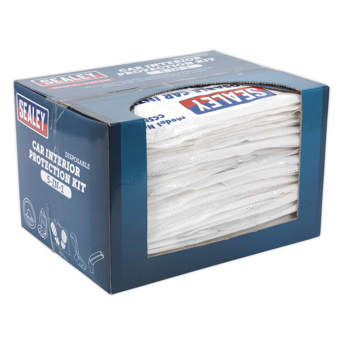 Sealey CCSET550 5-in-1 Disposable Car Interior Protection Kit - Display Box of 50
