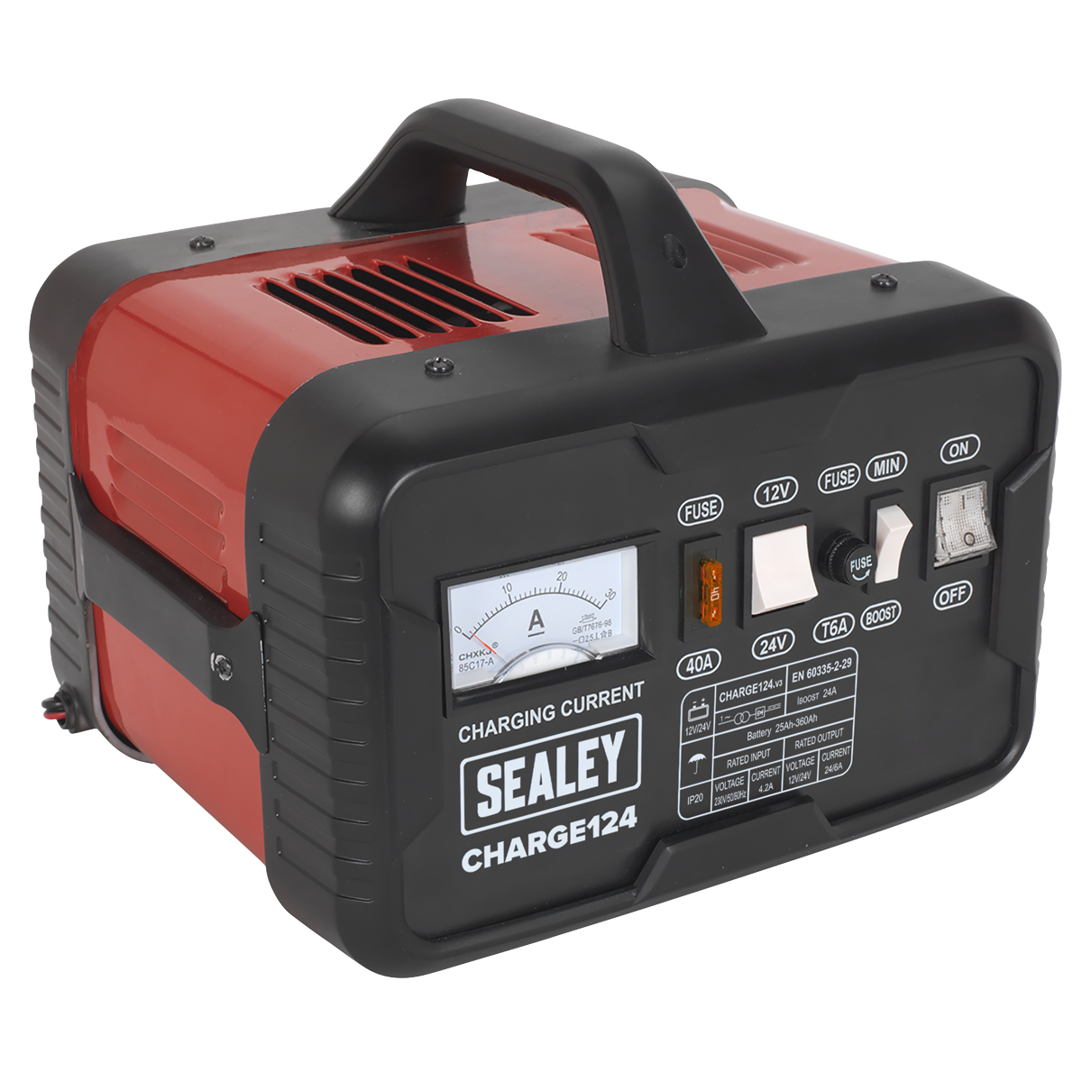 Sealey CHARGE124 12/24V Battery Charger 28A 230V