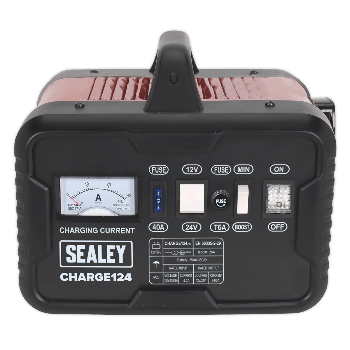 Sealey CHARGE124 12/24V Battery Charger 28A 230V