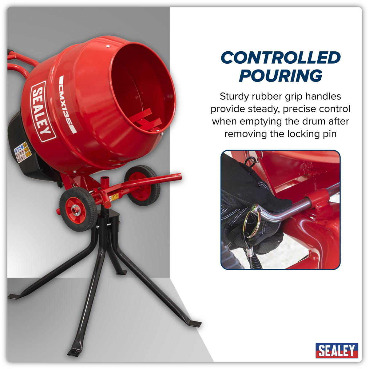 Sealey CMX135 135L Cement Mixer with Stand 550W