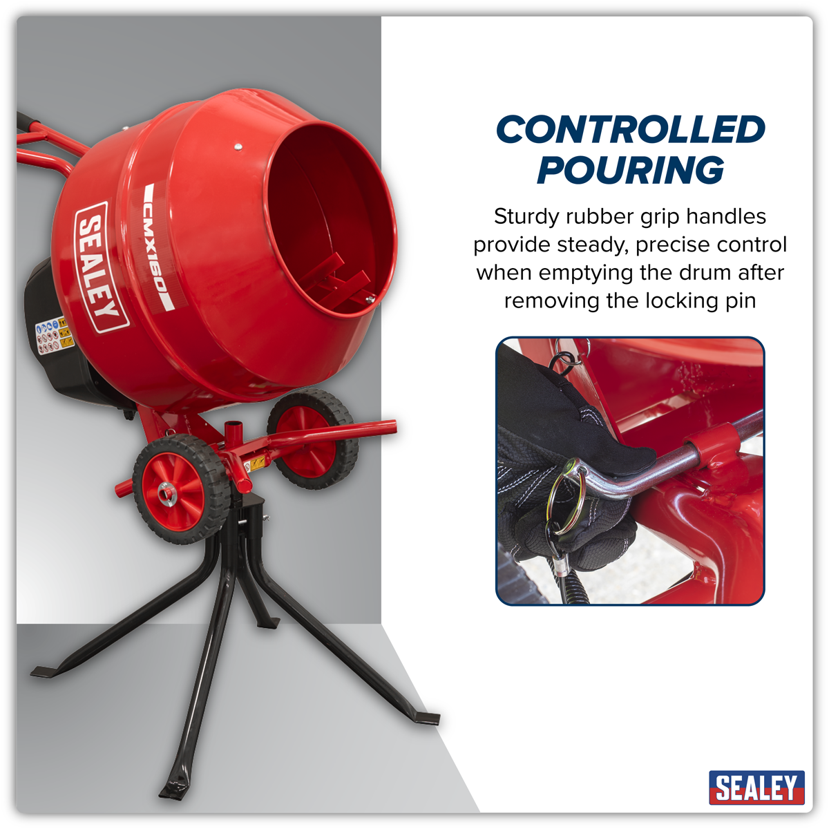 Sealey CMX160 160L Cement Mixer with Stand 650W