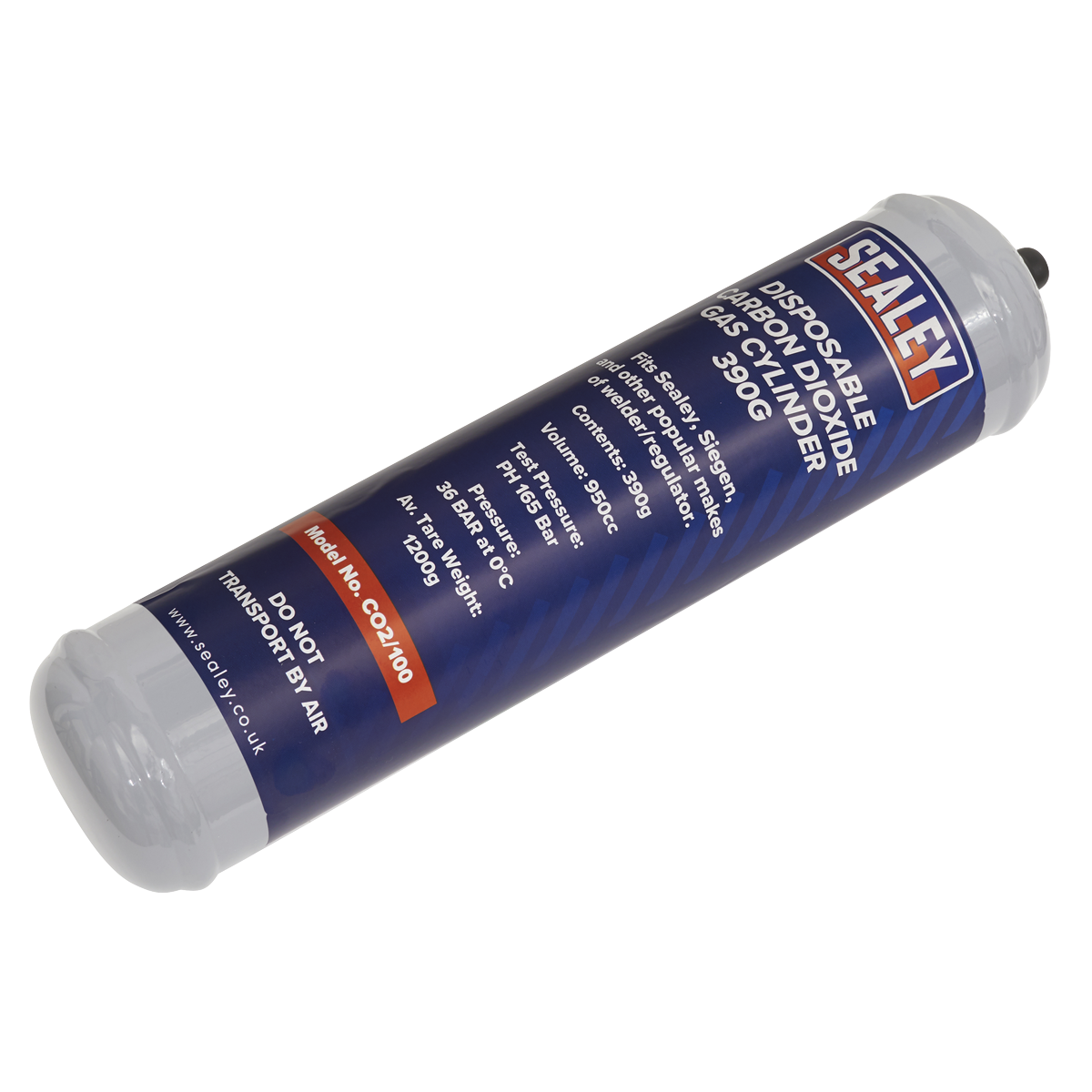 Sealey CO2/100/12 Disposable Carbon Dioxide Gas Cylinder 390g - Box of 12